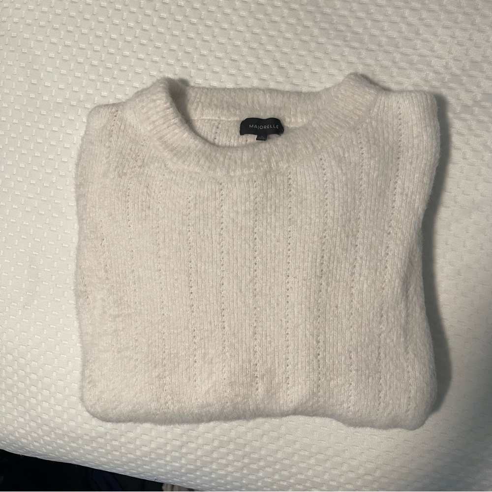 Majorelle/Revolve Fuzzy Oversized White Sweater
